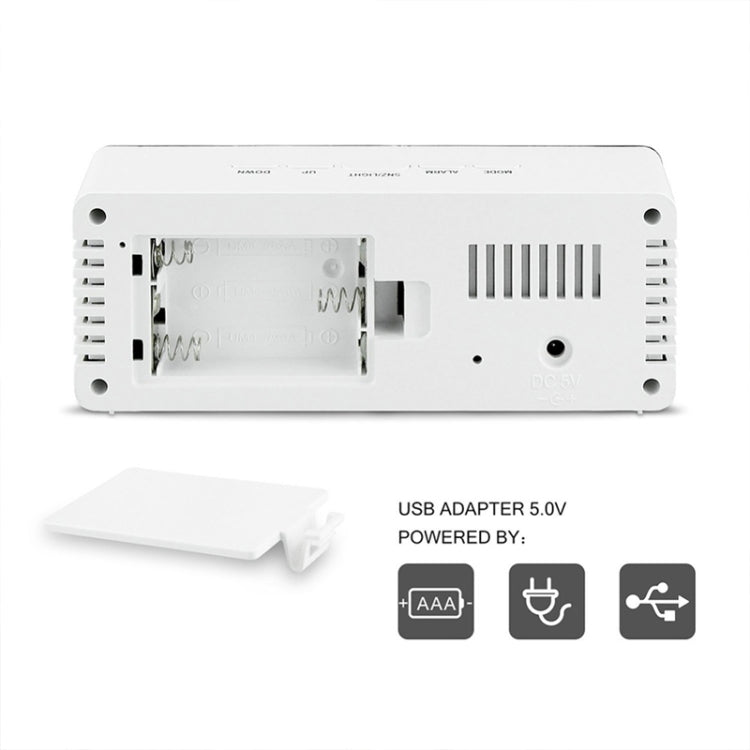 LED Mirror Alarm Clock Digital Snooze Table Clock Electronic Time Temperature Large Display with Wake Up Light, TS-S69-W, TS-S69-L