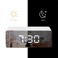 Load image into Gallery viewer, LED Mirror Alarm Clock Digital Snooze Table Clock Electronic Time Temperature Large Display with Wake Up Light, TS-S69-W, TS-S69-L