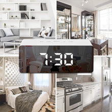 Load image into Gallery viewer, LED Mirror Alarm Clock Digital Snooze Table Clock Electronic Time Temperature Large Display with Wake Up Light, TS-S69-W, TS-S69-L