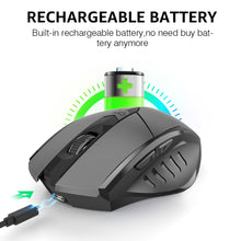 Load image into Gallery viewer, Inphic A1 6 Keys 1000/1200/1600 DPI Home Gaming Wireless Mechanical Mouse, Colour: Gray Wireless+Bluetooth 4.0+Bluetooth 5.0, Black Wireless Charging Silent Version, Gray Wireless Charging Silent Version, Red Wireless Charging Silent Version           ...