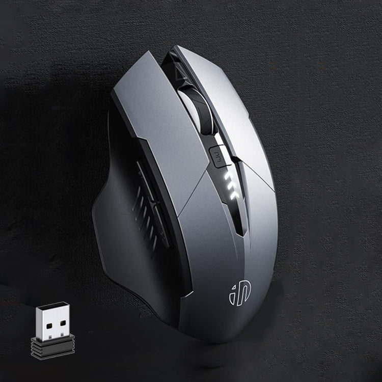Inphic A1 6 Keys 1000/1200/1600 DPI Home Gaming Wireless Mechanical Mouse, Colour: Gray Wireless+Bluetooth 4.0+Bluetooth 5.0, Black Wireless Charging Silent Version, Gray Wireless Charging Silent Version, Red Wireless Charging Silent Version           ...