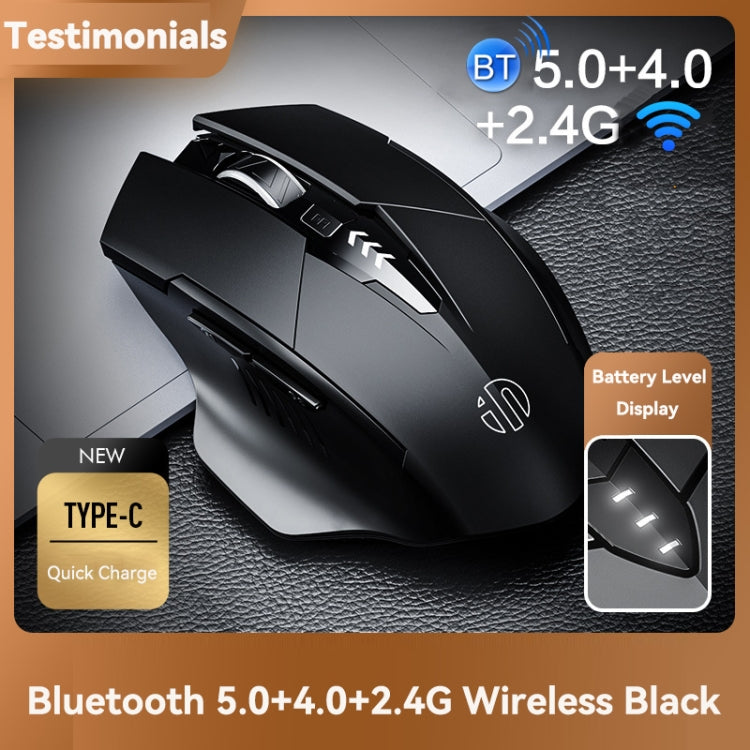 Inphic A1 6 Keys 1000/1200/1600 DPI Home Gaming Wireless Mechanical Mouse, Colour: Gray Wireless+Bluetooth 4.0+Bluetooth 5.0, Black Wireless+Bluetooth 4.0+Bluetooth 5.0, Black Wireless Charging Silent Version, Gray Wireless Charging Silent Version     ...