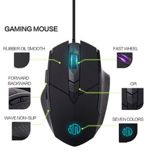 Load image into Gallery viewer, Inphic PW1 Game Mute Macro Definition Illuminated Wired Mouse, Cable Length: 1.5m, Mute Black Business Version, Mute Black Game Version, Mute Red Game Version, Mute Titanium Gray Game Version