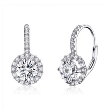 Load image into Gallery viewer, 925 Sterling Silver Zircon Round Drop Earrings, SCE508