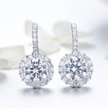 Load image into Gallery viewer, 925 Sterling Silver Zircon Round Drop Earrings, SCE508