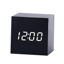 Load image into Gallery viewer, Multicolor Sounds Control Wooden Clock Modern Digital LED Desk Alarm Clock Thermometer Timer, Black White, Black Red, Black Blue, Black Green, White Wood, White Red, White Blue, White Green, Wooden White, Wooden Red, Wooden Blue, Wooden Green, Red Wood