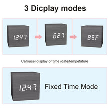 Load image into Gallery viewer, Multicolor Sounds Control Wooden Clock Modern Digital LED Desk Alarm Clock Thermometer Timer, Black White, Black Red, Black Blue, Black Green, White Wood, White Red, White Blue, White Green, Wooden White, Wooden Red, Wooden Blue, Wooden Green, Red Wood