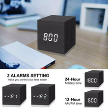 Load image into Gallery viewer, Multicolor Sounds Control Wooden Clock Modern Digital LED Desk Alarm Clock Thermometer Timer, Black White, Black Red, Black Blue, Black Green, White Wood, White Red, White Blue, White Green, Wooden White, Wooden Red, Wooden Blue, Wooden Green, Red Wood