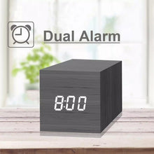 Load image into Gallery viewer, Multicolor Sounds Control Wooden Clock Modern Digital LED Desk Alarm Clock Thermometer Timer, Black White, Black Red, Black Blue, Black Green, White Wood, White Red, White Blue, White Green, Wooden White, Wooden Red, Wooden Blue, Wooden Green, Red Wood