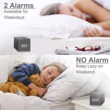 Load image into Gallery viewer, Multicolor Sounds Control Wooden Clock Modern Digital LED Desk Alarm Clock Thermometer Timer, Black White, Black Red, Black Blue, Black Green, White Wood, White Red, White Blue, White Green, Wooden White, Wooden Red, Wooden Blue, Wooden Green, Red Wood