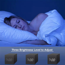 Load image into Gallery viewer, Multicolor Sounds Control Wooden Clock Modern Digital LED Desk Alarm Clock Thermometer Timer, Black White, Black Red, Black Blue, Black Green, White Wood, White Red, White Blue, White Green, Wooden White, Wooden Red, Wooden Blue, Wooden Green, Red Wood