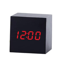 Load image into Gallery viewer, Multicolor Sounds Control Wooden Clock Modern Digital LED Desk Alarm Clock Thermometer Timer, Black White, Black Red, Black Blue, Black Green, White Wood, White Red, White Blue, White Green, Wooden White, Wooden Red, Wooden Blue, Wooden Green, Red Wood