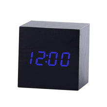 Load image into Gallery viewer, Multicolor Sounds Control Wooden Clock Modern Digital LED Desk Alarm Clock Thermometer Timer, Black White, Black Red, Black Blue, Black Green, White Wood, White Red, White Blue, White Green, Wooden White, Wooden Red, Wooden Blue, Wooden Green, Red Wood