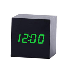 Load image into Gallery viewer, Multicolor Sounds Control Wooden Clock Modern Digital LED Desk Alarm Clock Thermometer Timer, Black White, Black Red, Black Blue, Black Green, White Wood, White Red, White Blue, White Green, Wooden White, Wooden Red, Wooden Blue, Wooden Green, Red Wood
