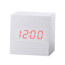 Load image into Gallery viewer, Multicolor Sounds Control Wooden Clock Modern Digital LED Desk Alarm Clock Thermometer Timer, Black White, Black Red, Black Blue, Black Green, White Wood, White Red, White Blue, White Green, Wooden White, Wooden Red, Wooden Blue, Wooden Green, Red Wood