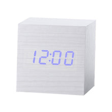 Load image into Gallery viewer, Multicolor Sounds Control Wooden Clock Modern Digital LED Desk Alarm Clock Thermometer Timer, Black White, Black Red, Black Blue, Black Green, White Wood, White Red, White Blue, White Green, Wooden White, Wooden Red, Wooden Blue, Wooden Green, Red Wood