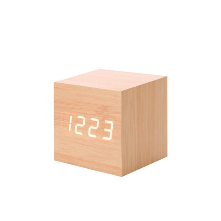Multicolor Sounds Control Wooden Clock Modern Digital LED Desk Alarm Clock Thermometer Timer, Black White, Black Red, Black Blue, Black Green, White Wood, White Red, White Blue, White Green, Wooden White, Wooden Red, Wooden Blue, Wooden Green, Red Wood