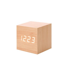 Load image into Gallery viewer, Multicolor Sounds Control Wooden Clock Modern Digital LED Desk Alarm Clock Thermometer Timer, Black White, Black Red, Black Blue, Black Green, White Wood, White Red, White Blue, White Green, Wooden White, Wooden Red, Wooden Blue, Wooden Green, Red Wood