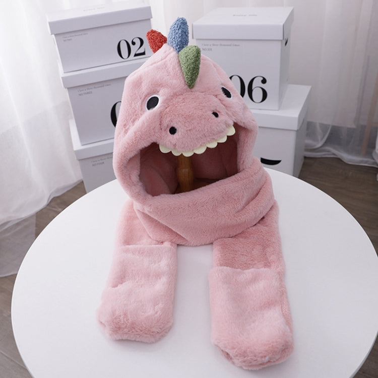 C0215 Adult Dinosaur Cartoon Velvet Hat Thickened Warm Scarf Hat