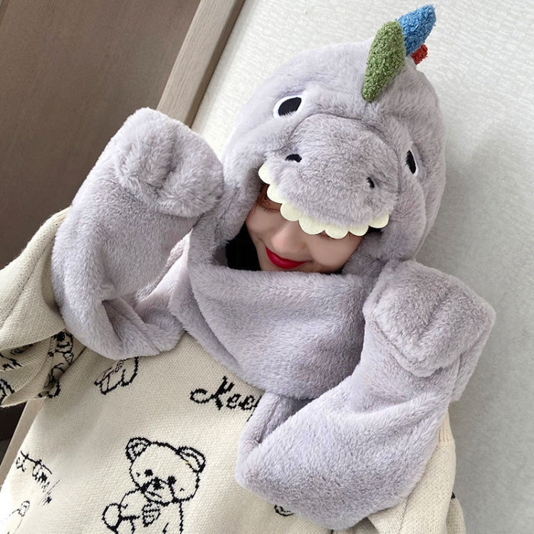 C0215 Adult Dinosaur Cartoon Velvet Hat Thickened Warm Scarf Hat