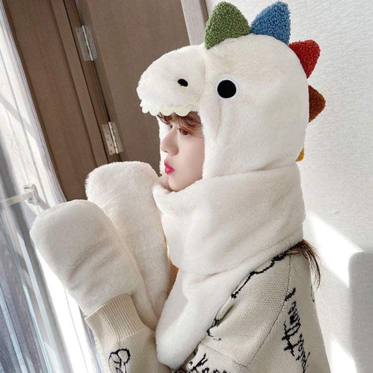 C0215 Adult Dinosaur Cartoon Velvet Hat Thickened Warm Scarf Hat