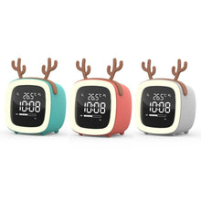 Load image into Gallery viewer, Cartoon Deer Shape Children Snooze Multifunctional USB Rechargeable Student LED Alarm Clock