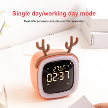 Load image into Gallery viewer, Cartoon Deer Shape Children Snooze Multifunctional USB Rechargeable Student LED Alarm Clock