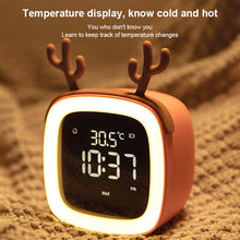Load image into Gallery viewer, Cartoon Deer Shape Children Snooze Multifunctional USB Rechargeable Student LED Alarm Clock