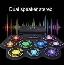 Load image into Gallery viewer, Hand-Rolled Drum Set Color Electronic Drum Lithium Battery Rechargeable Silicone Drum Set, MD862C