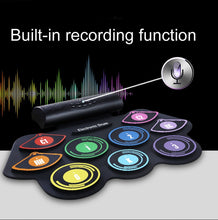 Load image into Gallery viewer, Hand-Rolled Drum Set Color Electronic Drum Lithium Battery Rechargeable Silicone Drum Set, MD862C