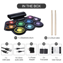 Load image into Gallery viewer, Hand-Rolled Drum Set Color Electronic Drum Lithium Battery Rechargeable Silicone Drum Set, MD862C