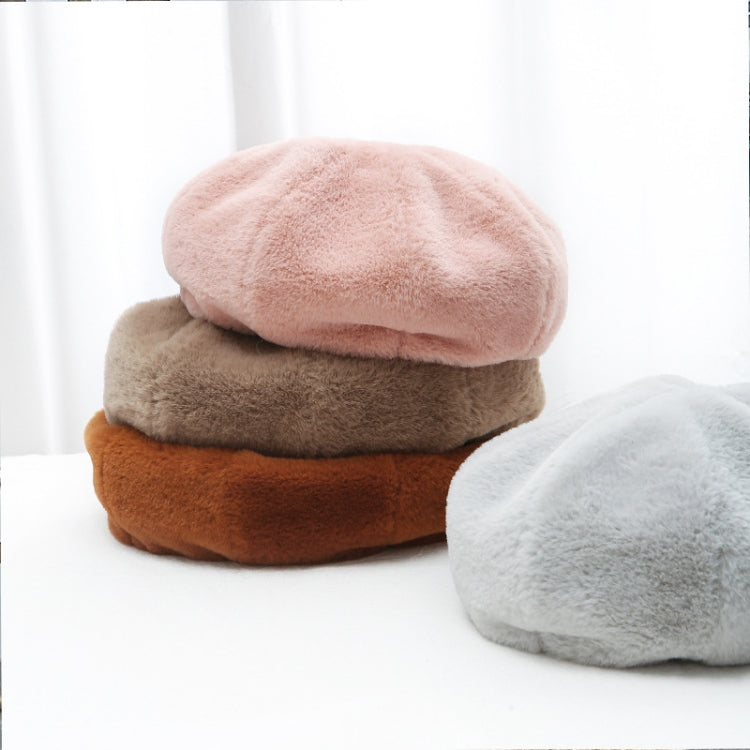 Autumn and Winter Beret Ladies Hats Plush Warmth Retro Painter Hat
