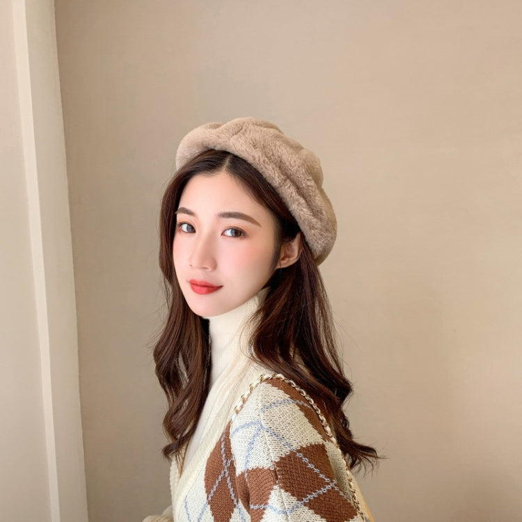 Autumn and Winter Beret Ladies Hats Plush Warmth Retro Painter Hat