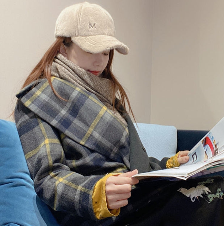 Women Autumn and Winter Thickened Rabbit Fur Plush Baseball Cap Curved Brim Warm Cap