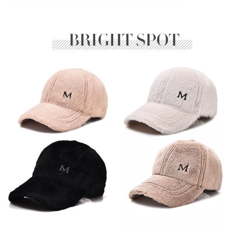 Women Autumn and Winter Thickened Rabbit Fur Plush Baseball Cap Curved Brim Warm Cap