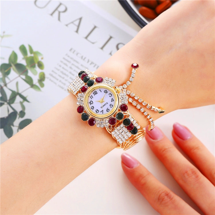 Ladies Bracelet Watch Quartz Watch Personality Wild Watch with Diamonds Pendant
