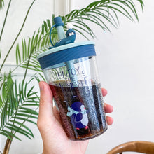 Load image into Gallery viewer, Children Cartoon Marine Animal Straw Drinking Cup Safe And Environmentally Friendly Plastic Drinking Cup, Navy Blue, Light Blue, Pink, Light Grey