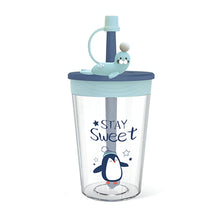 Load image into Gallery viewer, Children Cartoon Marine Animal Straw Drinking Cup Safe And Environmentally Friendly Plastic Drinking Cup, Navy Blue, Light Blue, Pink, Light Grey