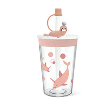Load image into Gallery viewer, Children Cartoon Marine Animal Straw Drinking Cup Safe And Environmentally Friendly Plastic Drinking Cup, Navy Blue, Light Blue, Pink, Light Grey