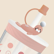 Load image into Gallery viewer, Children Cartoon Marine Animal Straw Drinking Cup Safe And Environmentally Friendly Plastic Drinking Cup, Navy Blue, Light Blue, Pink, Light Grey