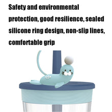 Load image into Gallery viewer, Children Cartoon Marine Animal Straw Drinking Cup Safe And Environmentally Friendly Plastic Drinking Cup, Navy Blue, Light Blue, Pink, Light Grey