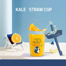 Load image into Gallery viewer, Children Cartoon Marine Animal Straw Drinking Cup Safe And Environmentally Friendly Plastic Drinking Cup, Navy Blue, Light Blue, Pink, Light Grey