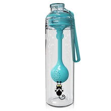 Load image into Gallery viewer, Cartoon Cat Pattern Tea Water Separation Plastic Cup With Spoon, White, Red, Blue, Black