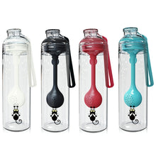 Load image into Gallery viewer, Cartoon Cat Pattern Tea Water Separation Plastic Cup With Spoon, White, Red, Blue, Black