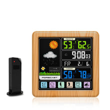 Load image into Gallery viewer, TS-3310 Wireless Weather Clock Multifunctional Color Screen Clock Creative Home Touch Screen Thermometer, Wood Grain, Black