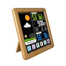 Load image into Gallery viewer, TS-3310 Wireless Weather Clock Multifunctional Color Screen Clock Creative Home Touch Screen Thermometer, Wood Grain, Black
