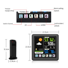 Load image into Gallery viewer, TS-3310 Wireless Weather Clock Multifunctional Color Screen Clock Creative Home Touch Screen Thermometer, Wood Grain, Black