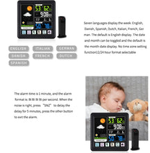 Load image into Gallery viewer, TS-3310 Wireless Weather Clock Multifunctional Color Screen Clock Creative Home Touch Screen Thermometer, Wood Grain, Black