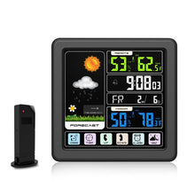 Load image into Gallery viewer, TS-3310 Wireless Weather Clock Multifunctional Color Screen Clock Creative Home Touch Screen Thermometer, Wood Grain, Black