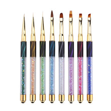 Load image into Gallery viewer, Cat Eye Pen Barrel Painted Pen With Diamond Light Therapy Nail Tool Light Therapy Pen, 1# Red Stripes (Flat Head), 2# Purple Stripes (Gradient), 3# White Stripes (Round Head), 4# Dark Blue Stripes (Oblique Head), 5# Dark Green Stripes (Short Cable)    ...